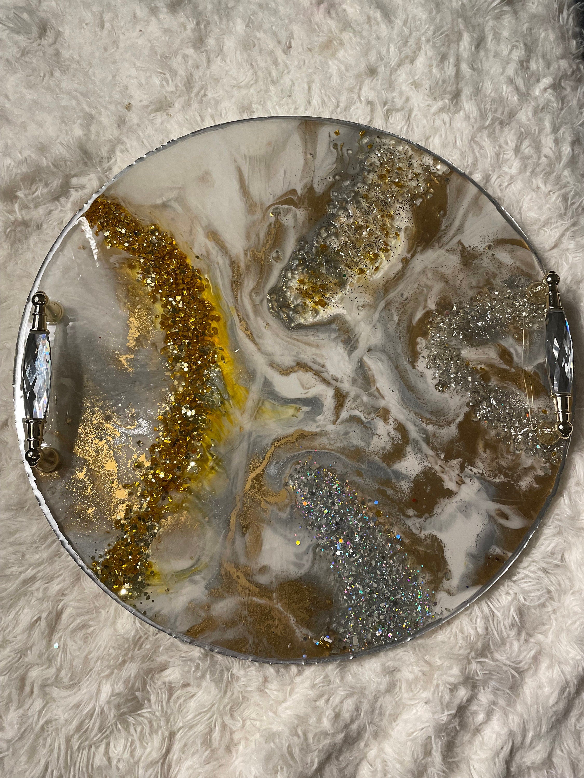 Gold & Silver Marble Glam Tray