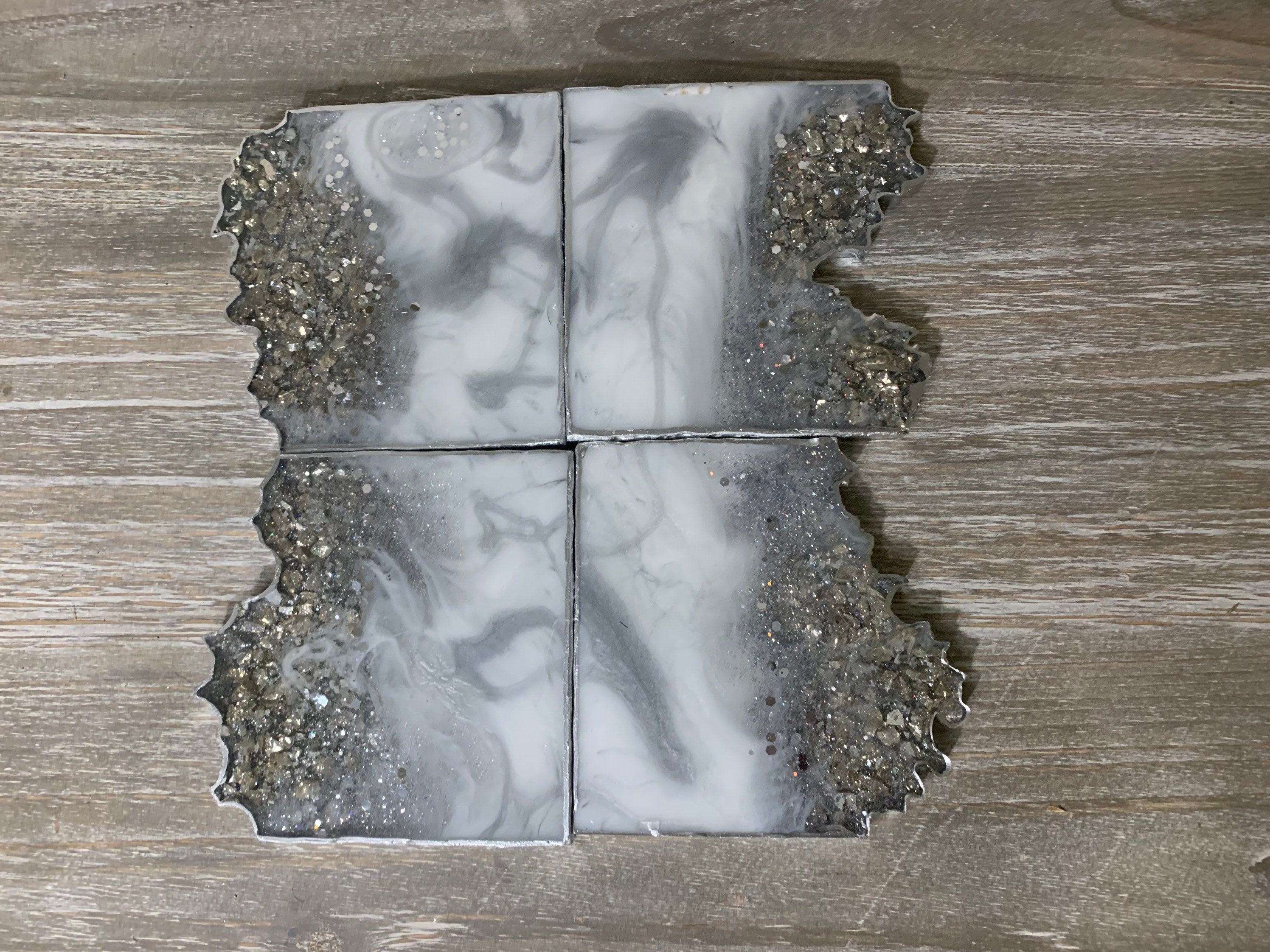 Silver Marble Glam Serving Set