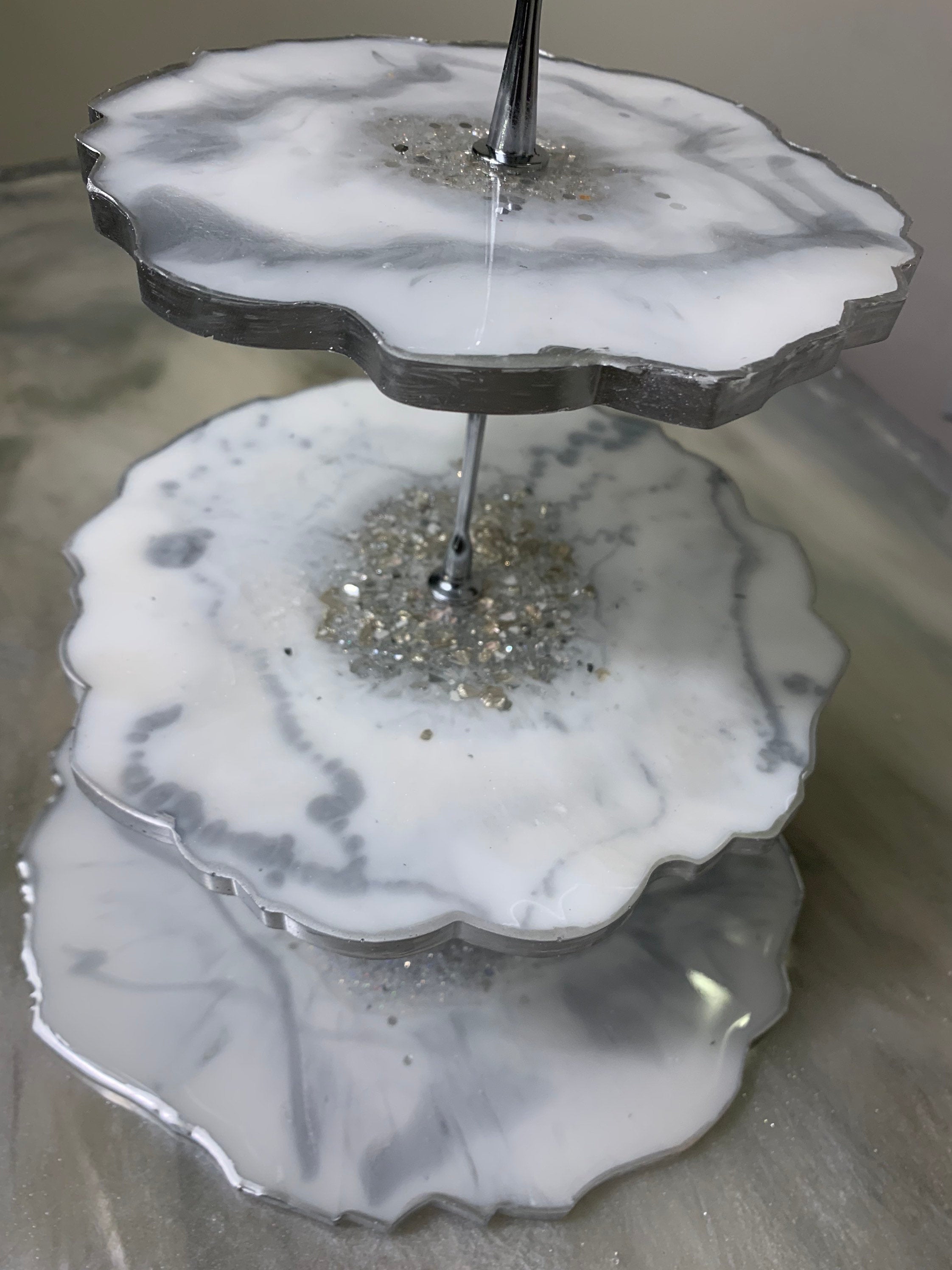 Silver Marble Cake Stand
