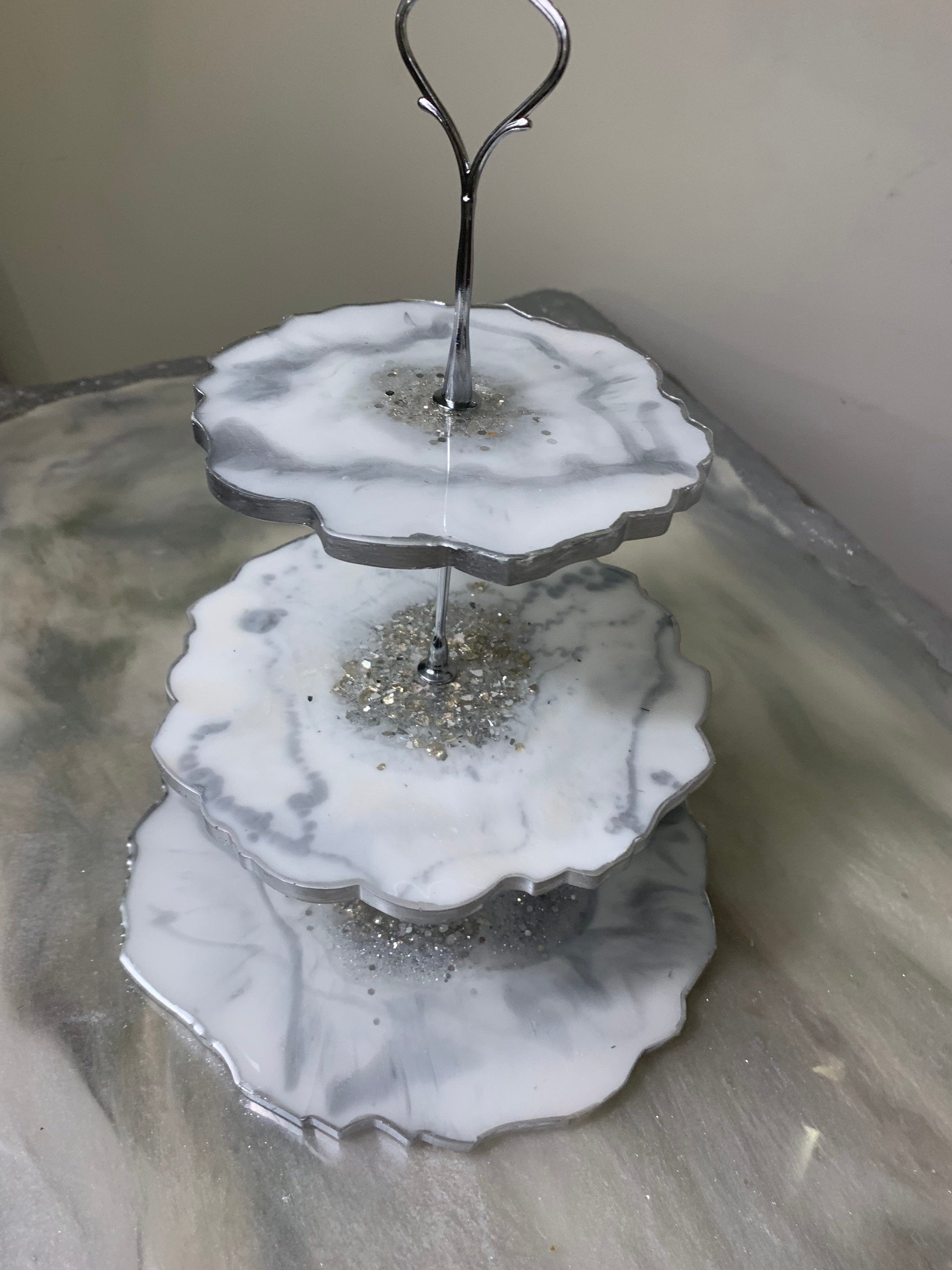 Silver Marble Cake Stand