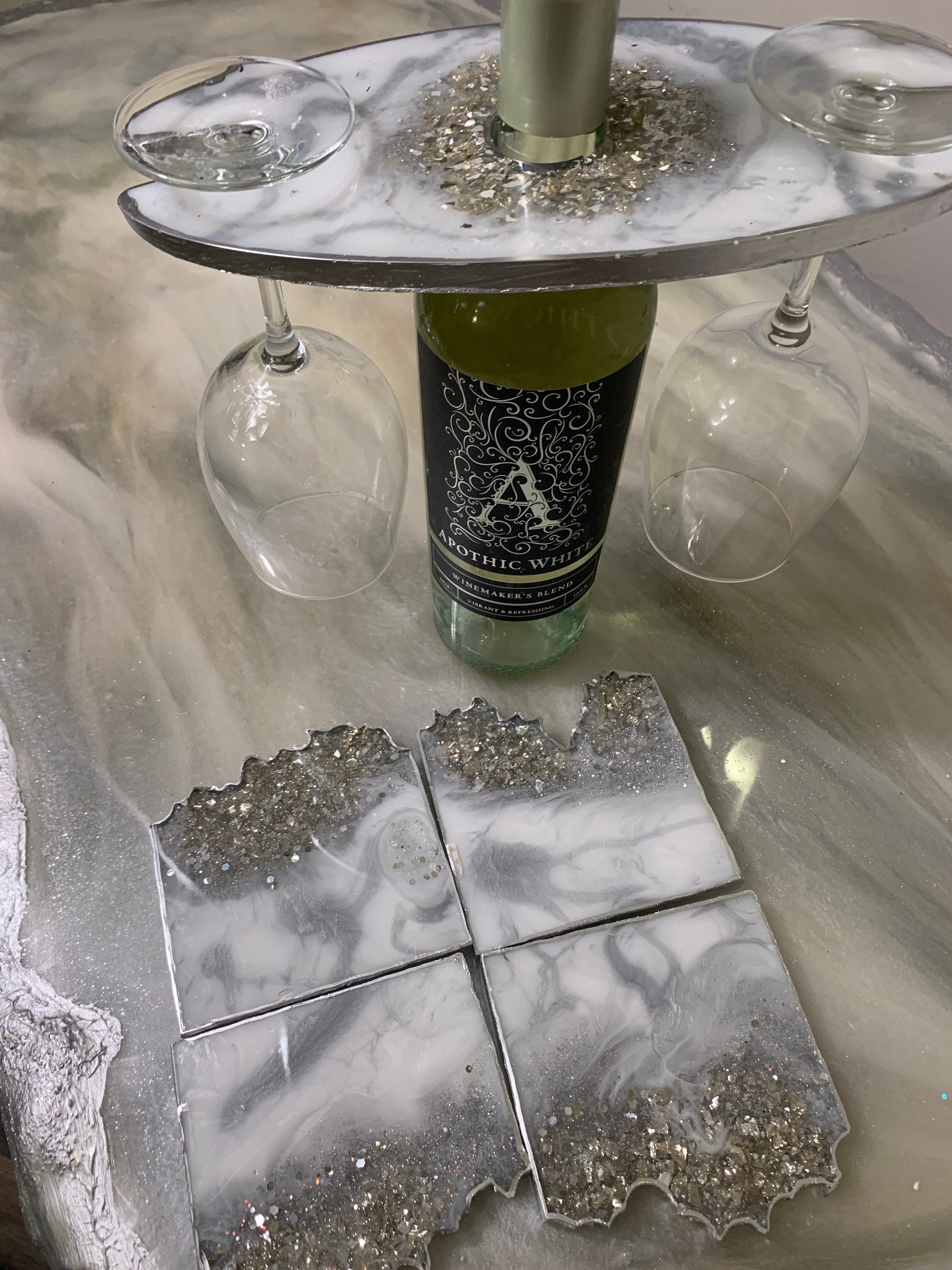 Silver Marble Wine Butler