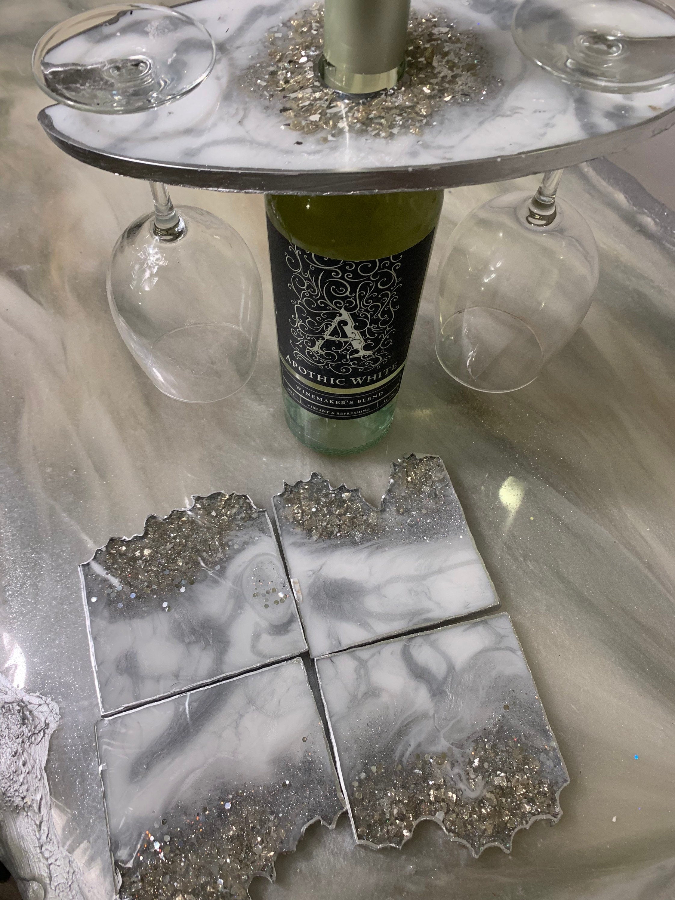 Silver Marble Wine Butler