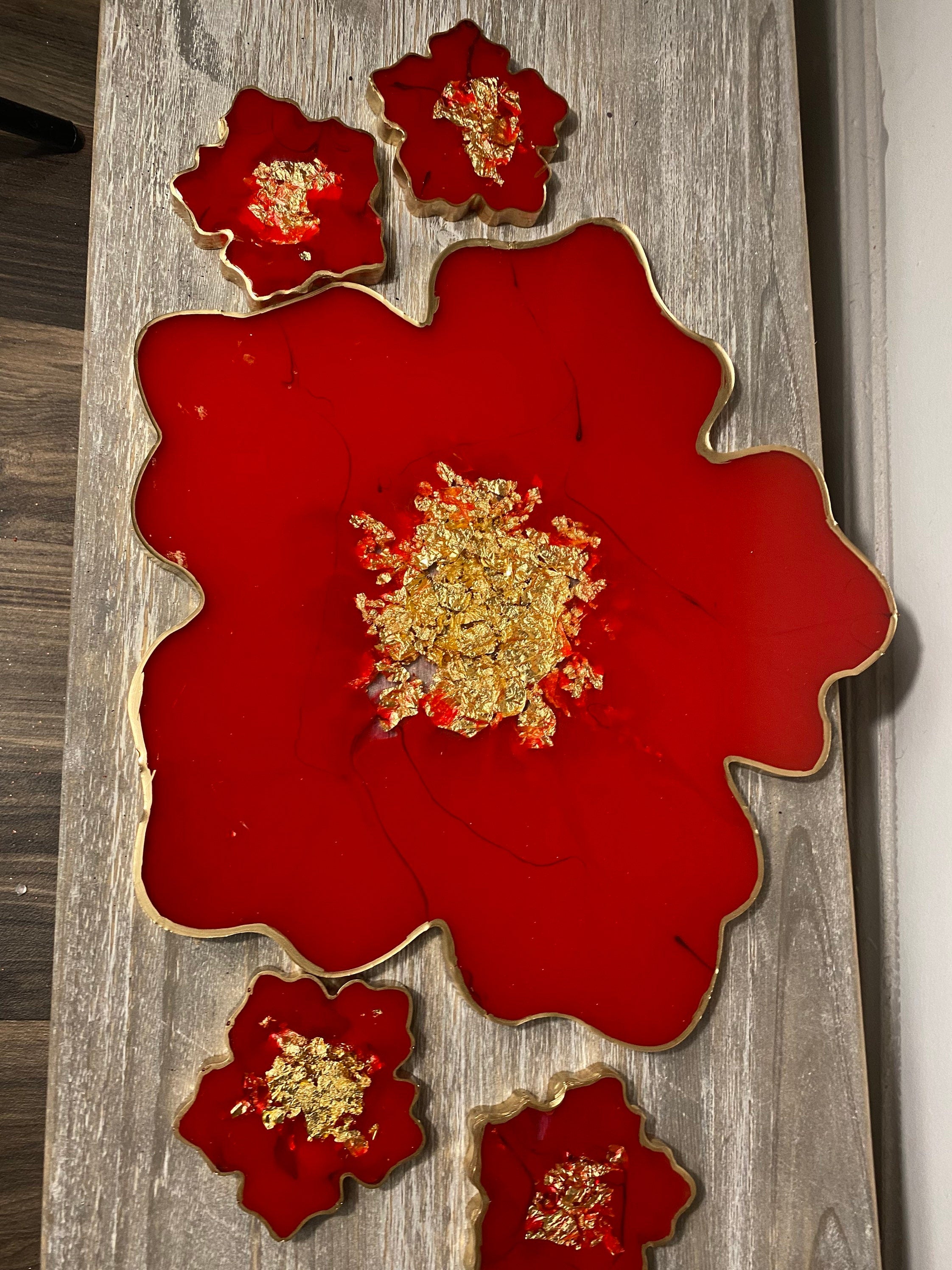 Red Poinsettia Tray
