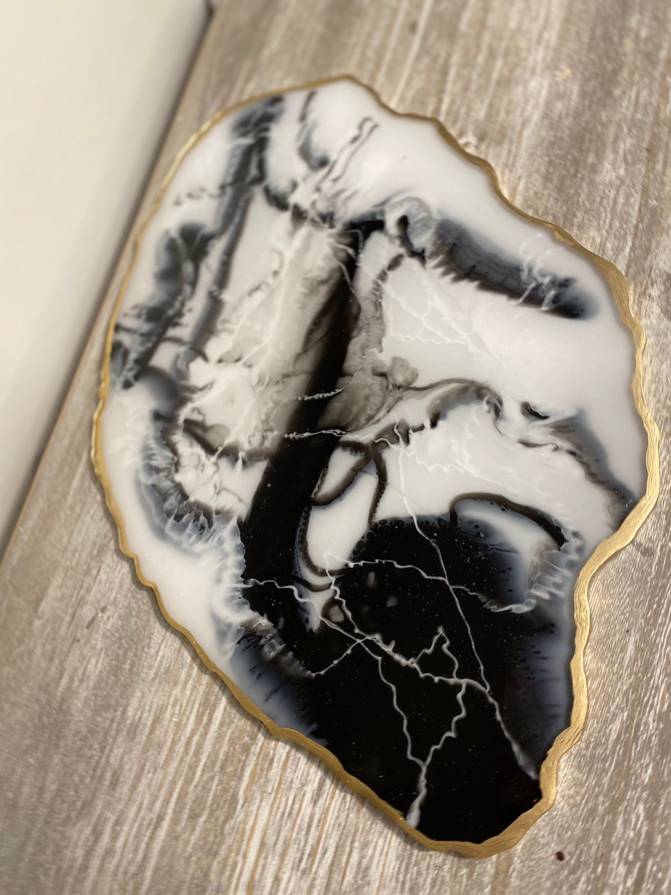 Black Marble Geode Tray