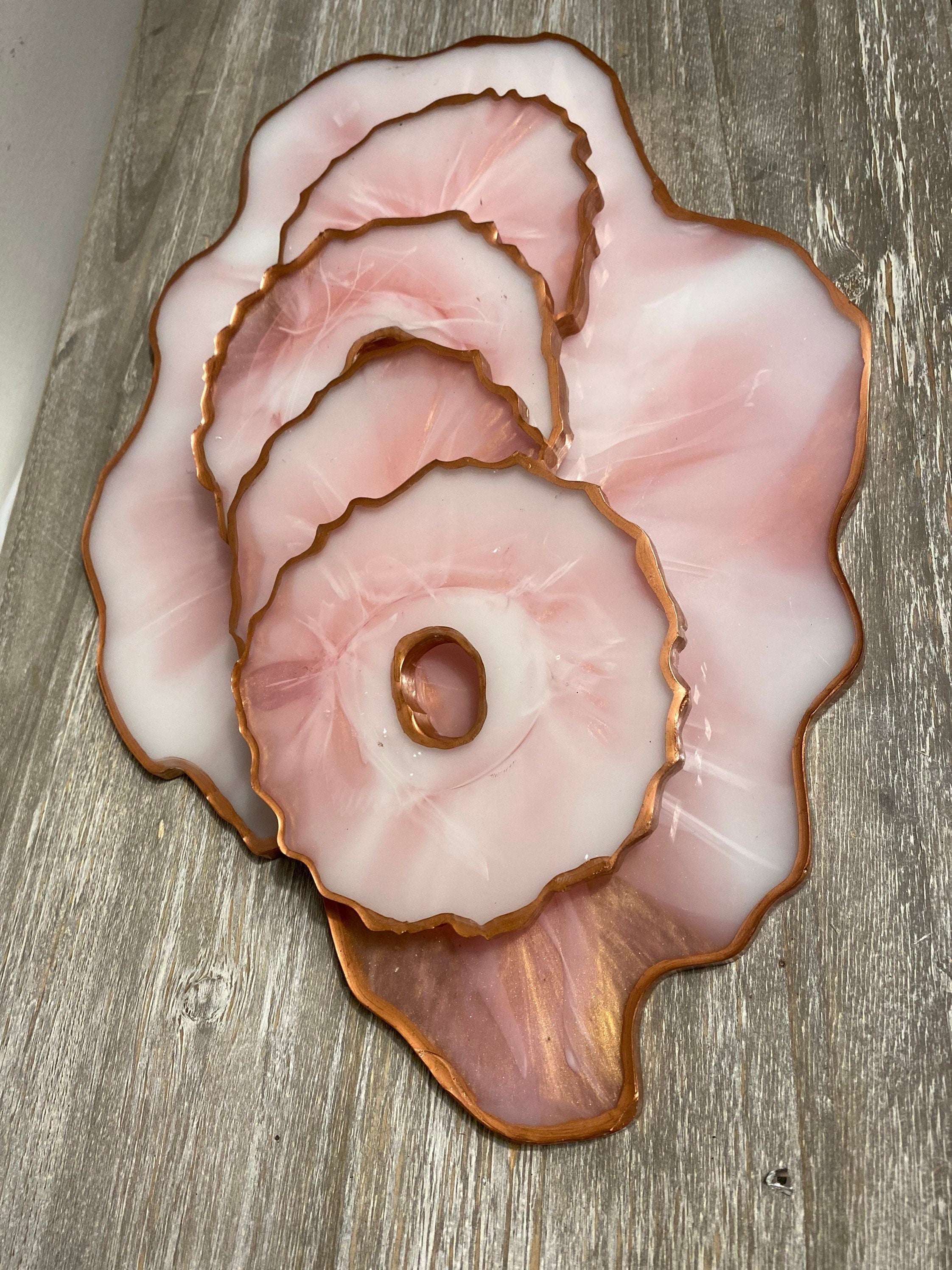 Rose Gold Marble Geode Tray