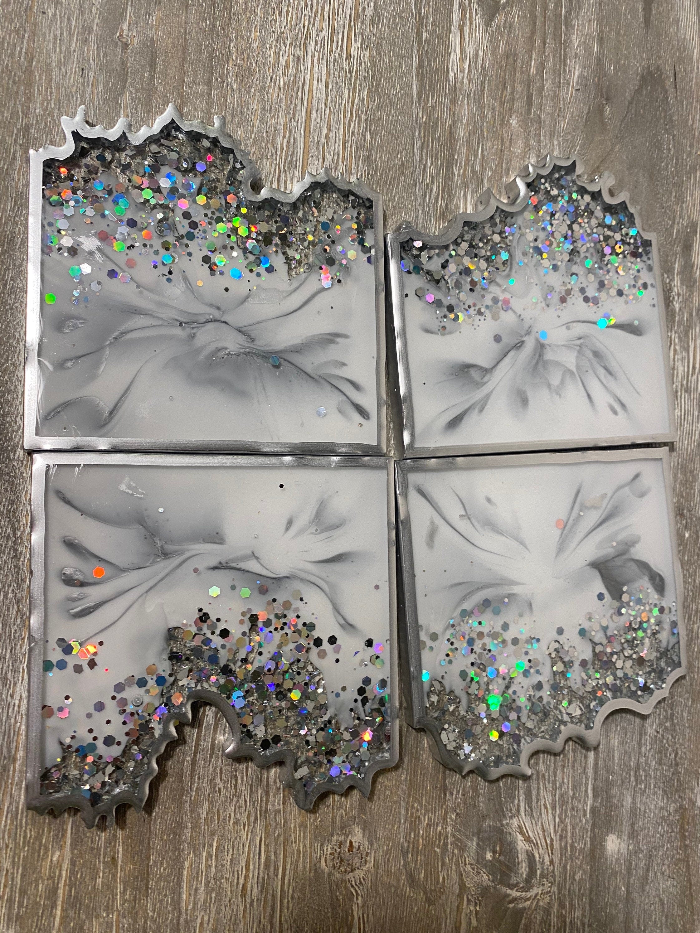 Silver & White Marble Coasters