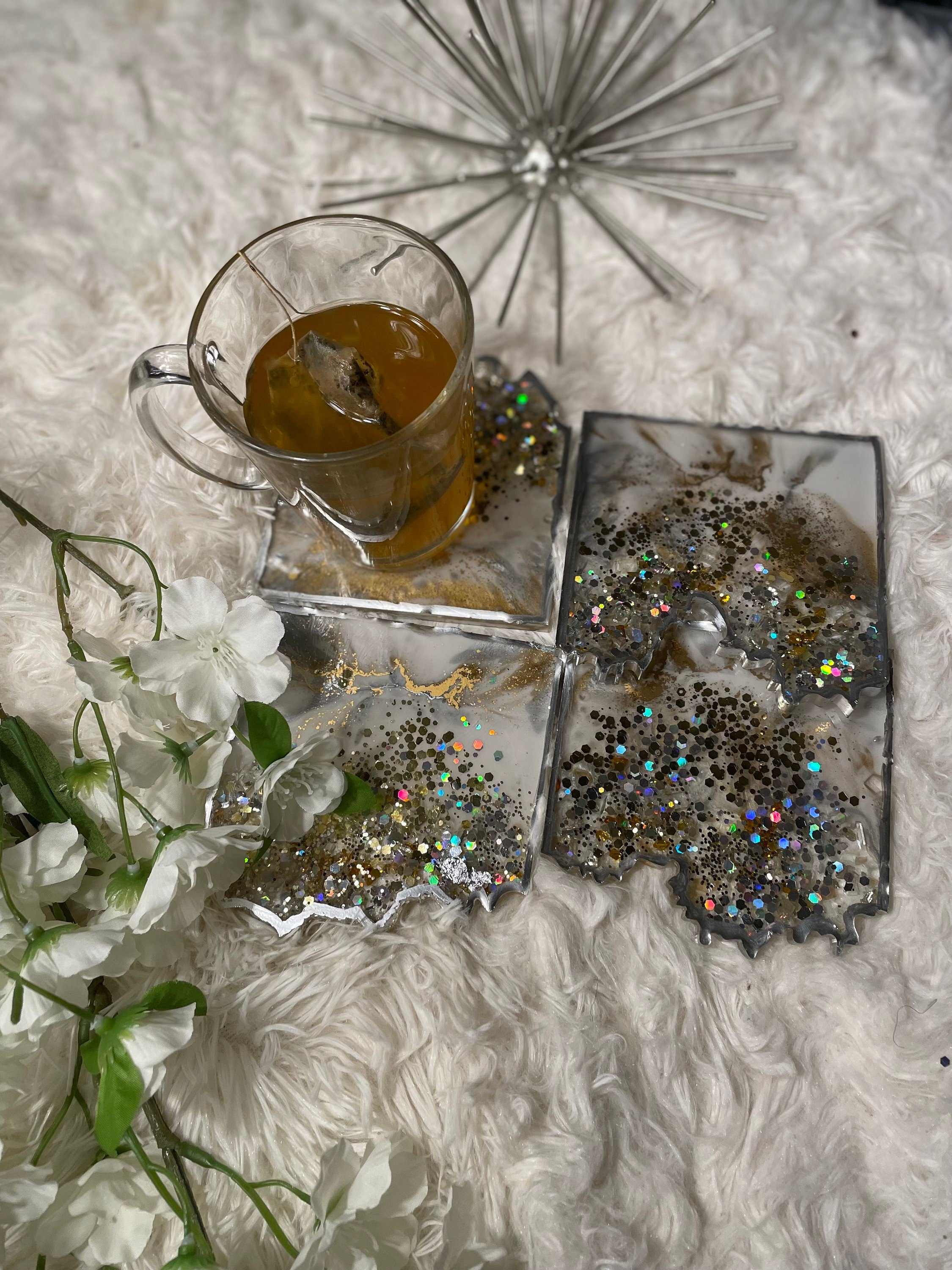 Silver & Gold Marble Glam Coasters