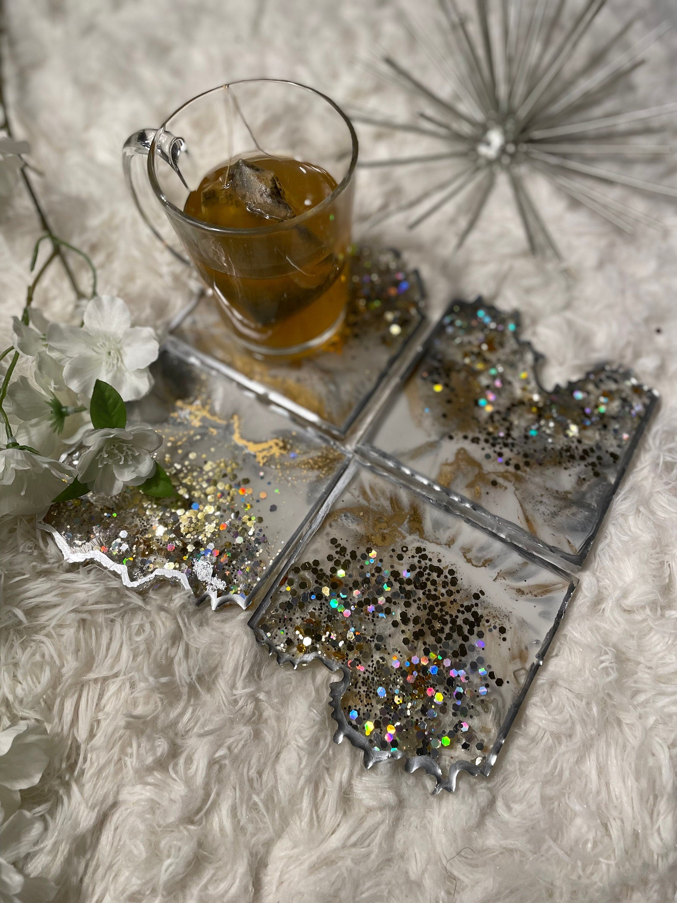 Silver & Gold Marble Glam Coasters
