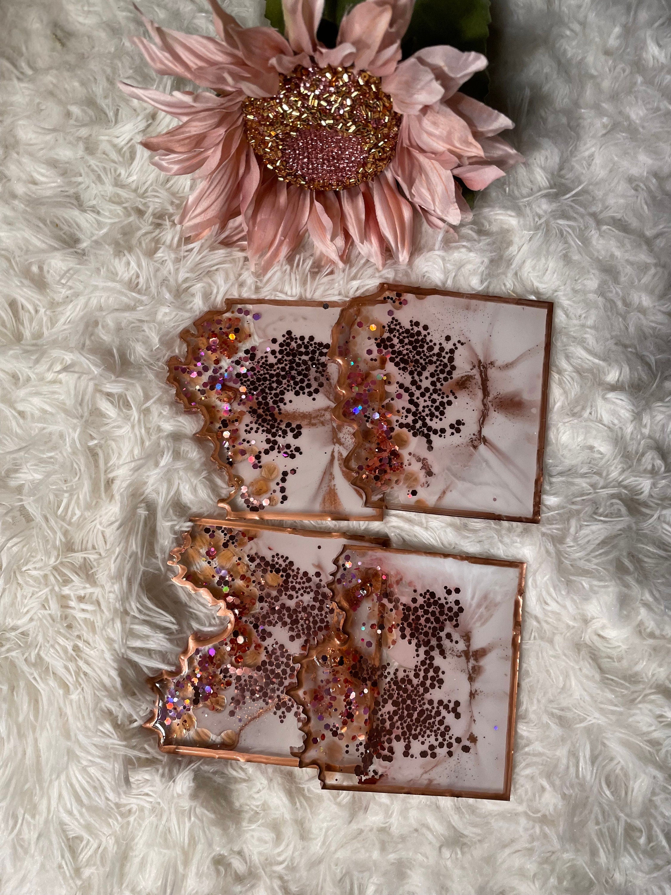 Rose Gold Marble Coasters