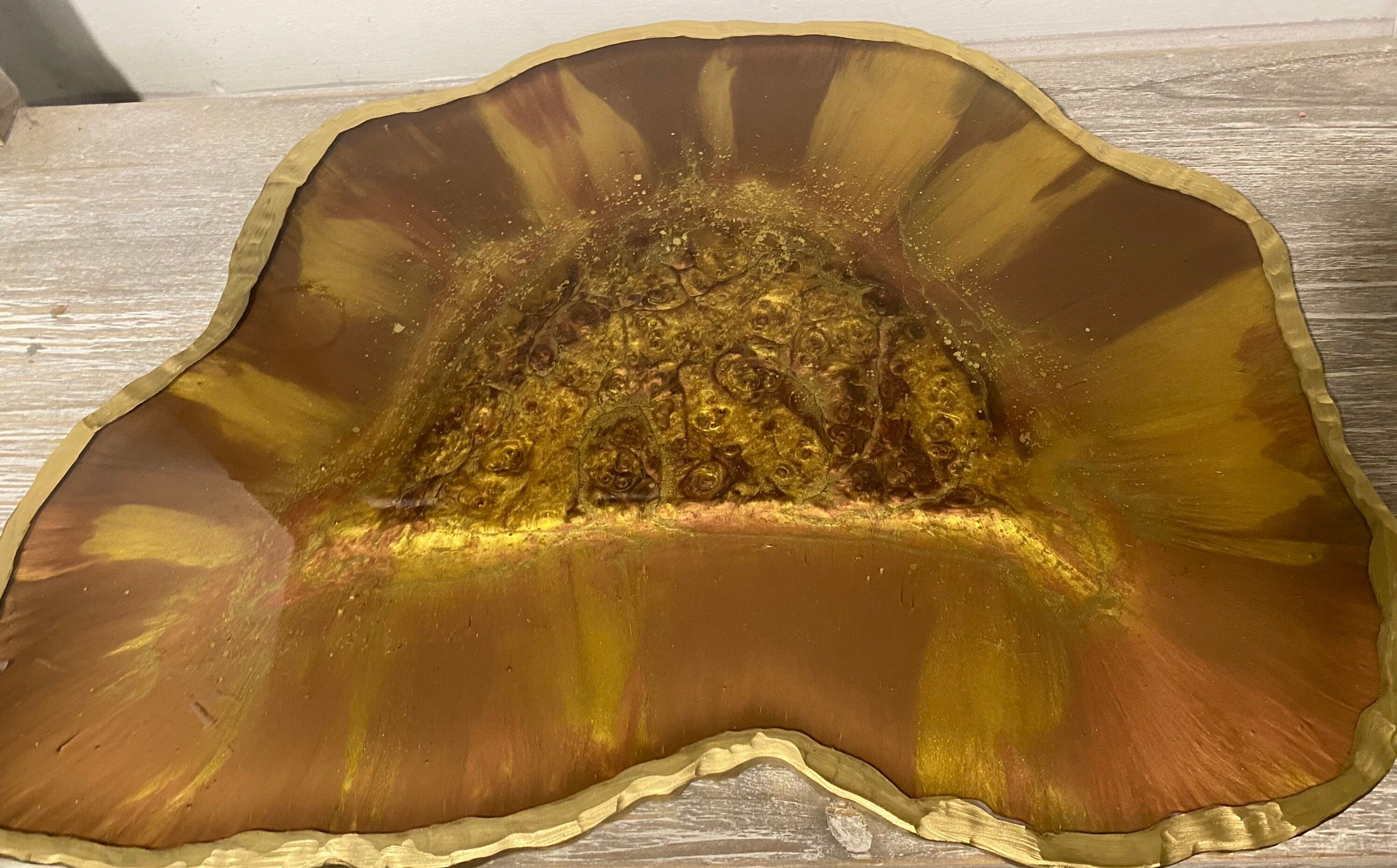 Gold & Bronze Marble Geode Tray