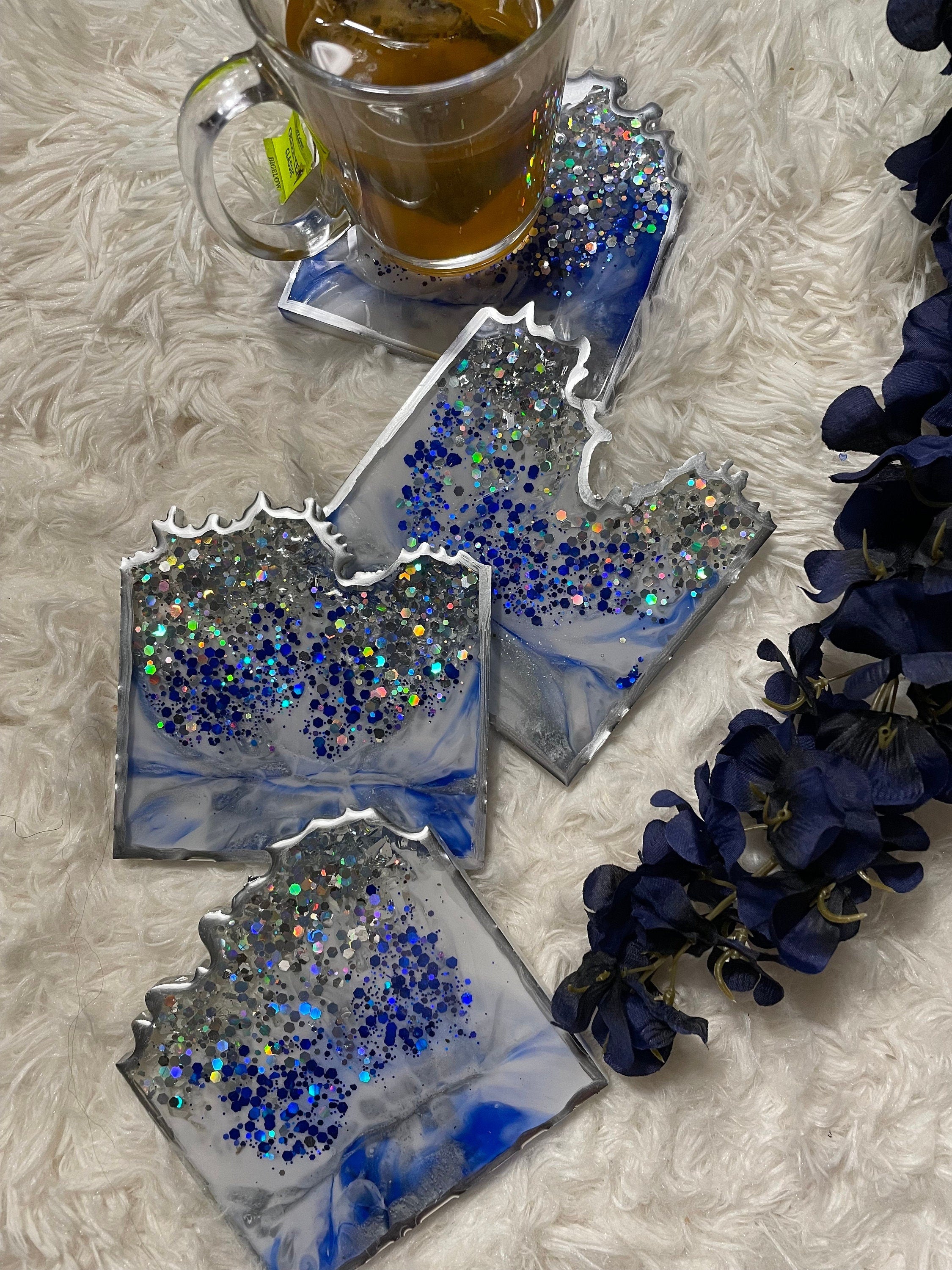 Blue & White Marble Coasters