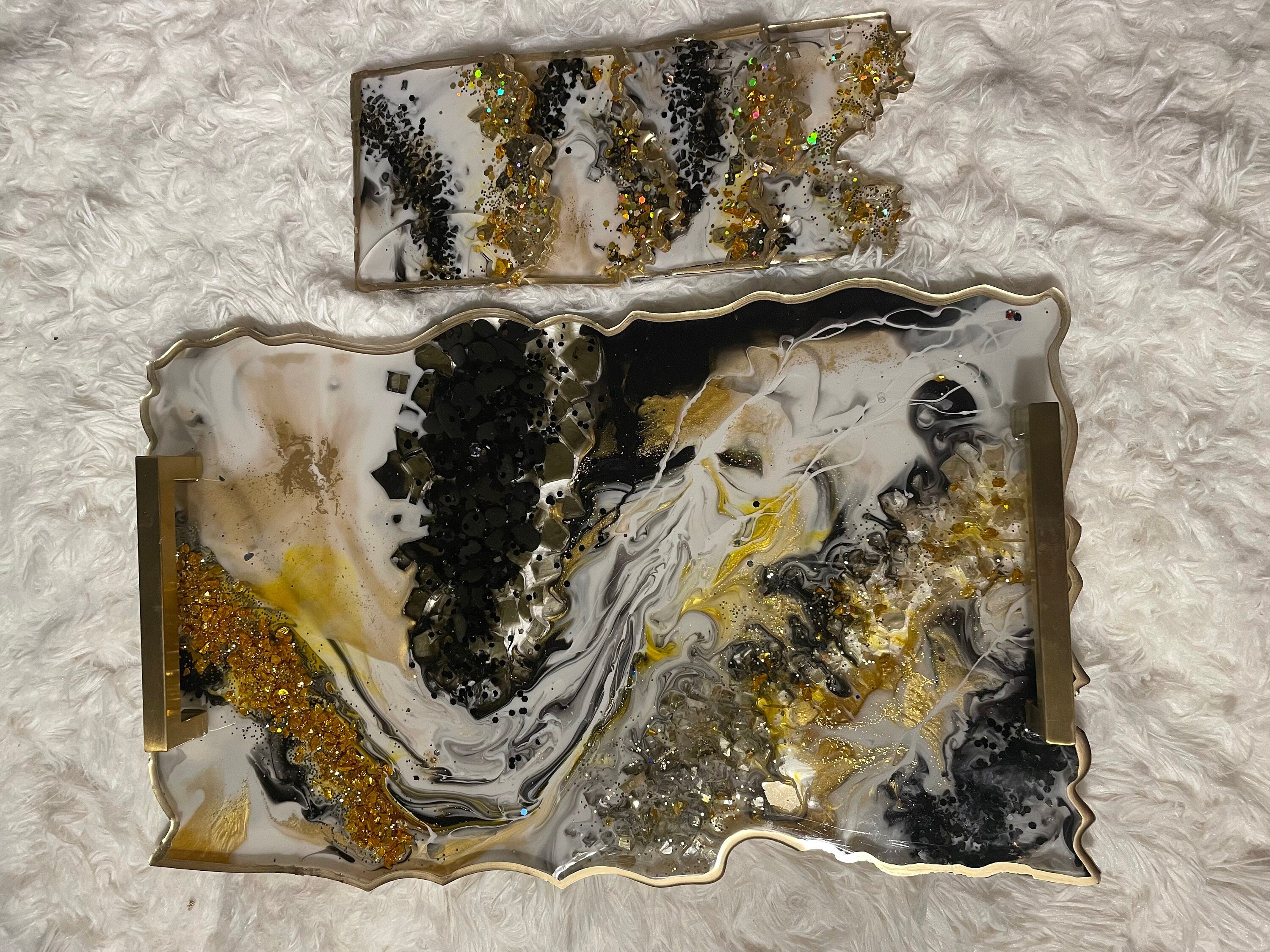 Black & Gold Marble Glam Tray