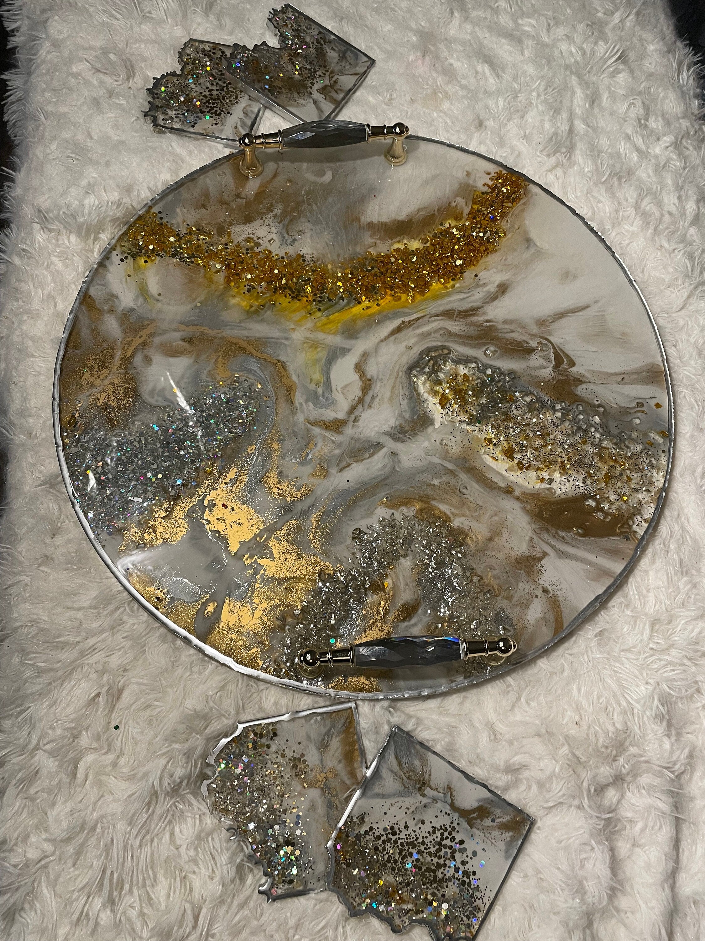 Gold & Silver Marble Glam Tray