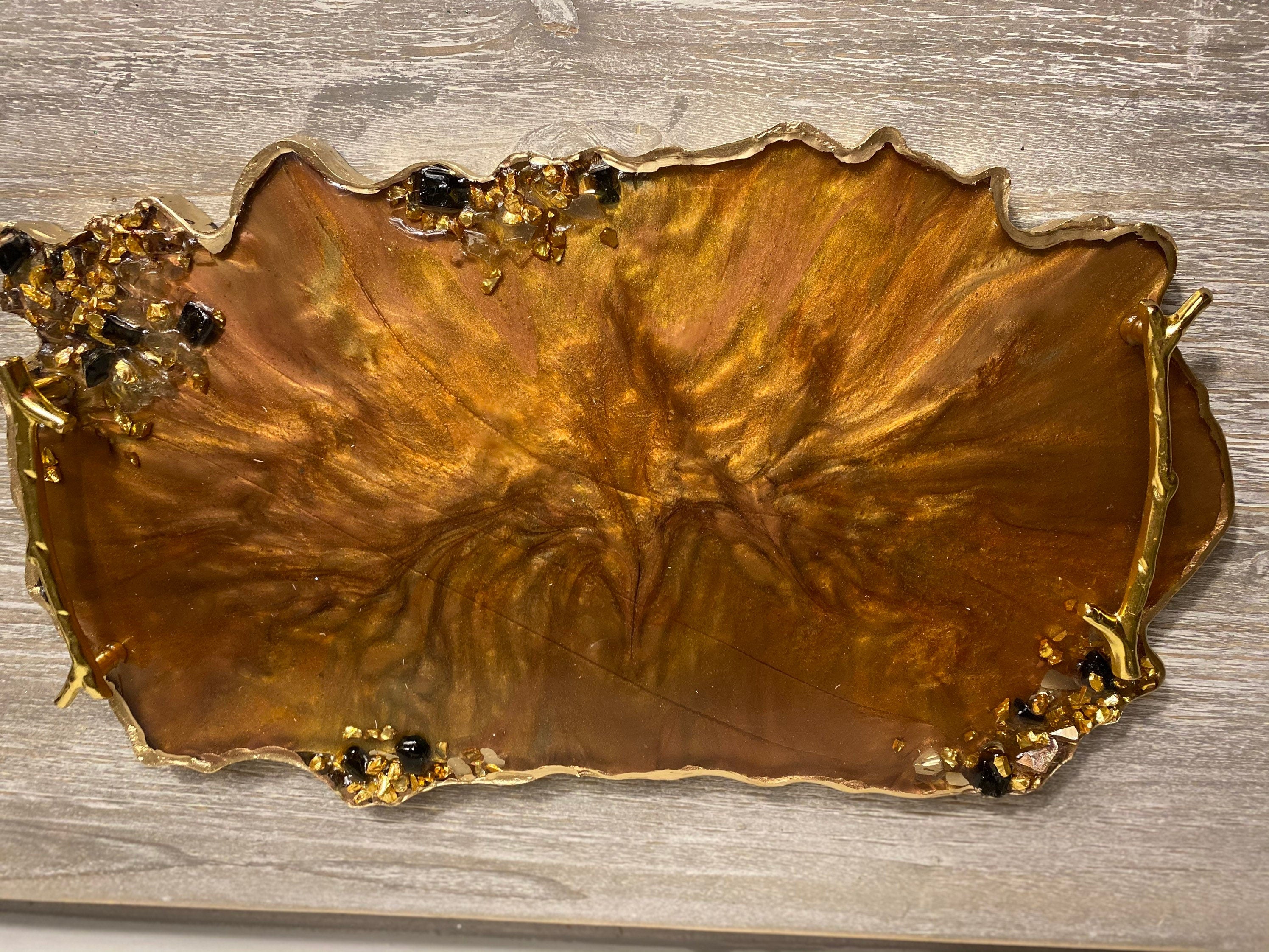 Bronze & Gold Agate Tray